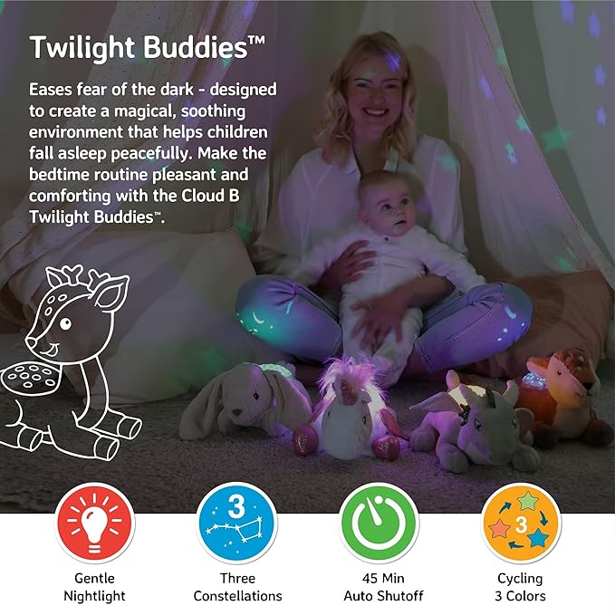 Cloud b Calming Nightlight Star Projector | Gentle Brightness | 3 Colors | 3 Constellations | Auto-Shutoff | Twilight Buddies®- Fawn-CubbioJoy