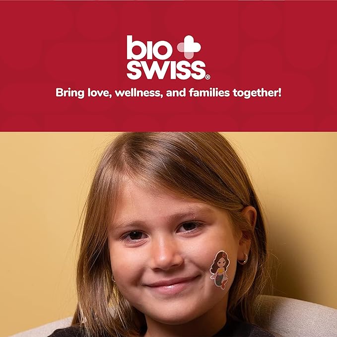 BioSwiss Bandages, Mermaid Shaped Self Adhesive Bandage, Latex Free Sterile Wound Care, Fun First Aid Kit Supplies for Kids, 50 Count-CubbioJoy