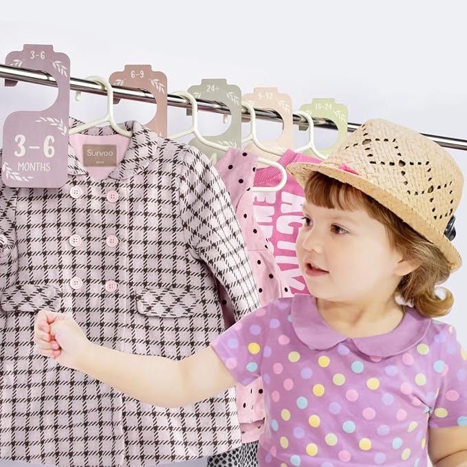 Baby Closet Dividers for Clothes Organizer, 8 PCS Wooden Double-Sided Clothes Organizer from Newborn to 24 Months, Colorful Baby Clothes Dividers for Nursery Beautiful Decor-CubbioJoy