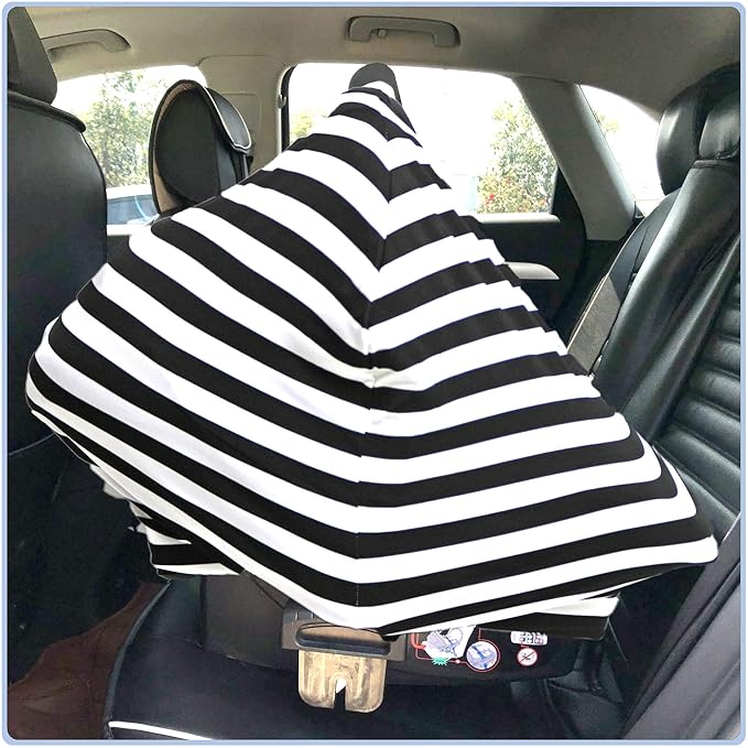Car Seat Covers High Stretchy- Carseat Canopy for Babies, Multi- use Breastfeeding Covers, Baby Shower Gifts for Boys and Girls-CubbioJoy