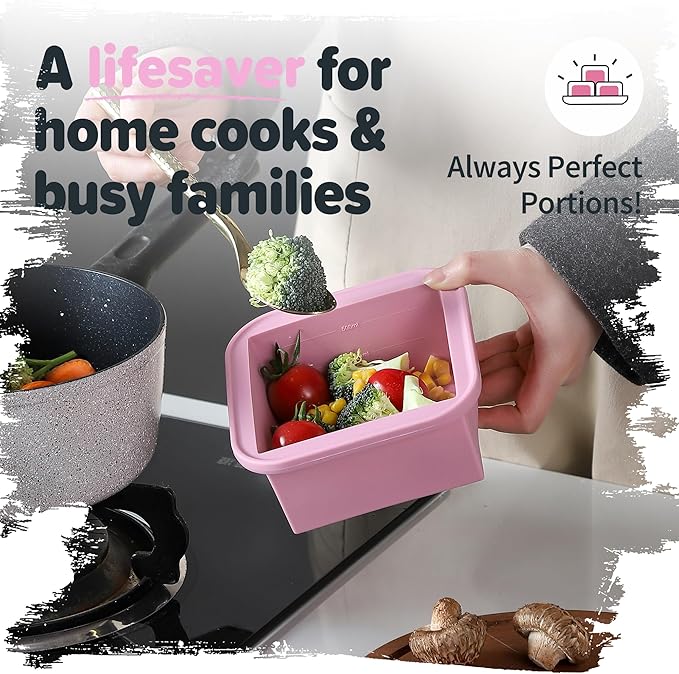 2-Cup Silicone Freezer Trays with Lids – Perfect for Meal Prep, Portion Control, and Easy Freezing-Meal Prep Container Molds for Soup,Leftovers (Cotton Candy, 2 Pack)-CubbioJoy