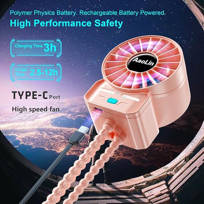 2 Pack Multifunctional Portable Stroller Fan 4 Speed 6600rpm High Speed Usb Rechargeable Personal Mini Handheld Fan Extended Tripod For Desktop Winding Kids Bed Treadmill Bike Golf Cart Outdoor Travel-CubbioJoy