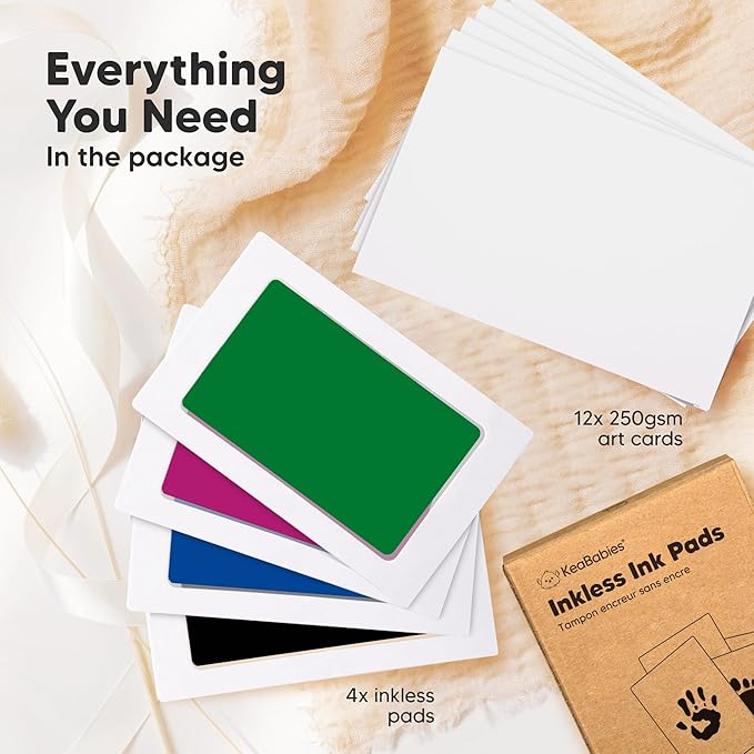 4-Pack Inkless Baby Hand and Footprint Kit - Mess Free Ink Pad for Newborn Keepsake, Dog Nose & Paw Print Kit, Clean Touch Ink Pad for Baby Hand & Footprints, Ideal New Mom Gifts (Holidays)-CubbioJoy