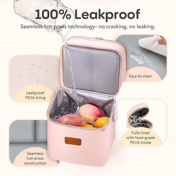 Breastmilk Cooler Bag with Ice Pack & Pacifier Case, Large Double Layer Insulated Baby Bottle Cooler Fits 6 Bottles, Breast Pump Storage Bag for Working Nursing Moms, with Gift Box-CubbioJoy