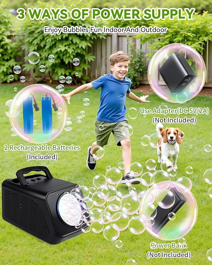 Bubble Machine Rotating Bubble Maker for Kids - 20000+ Big Bubbles Per Minute Bubbles for Toddlers 1-3| Rechargeable Atomatic Bubble Blower for Indoor Outdoor Party Weeding-CubbioJoy