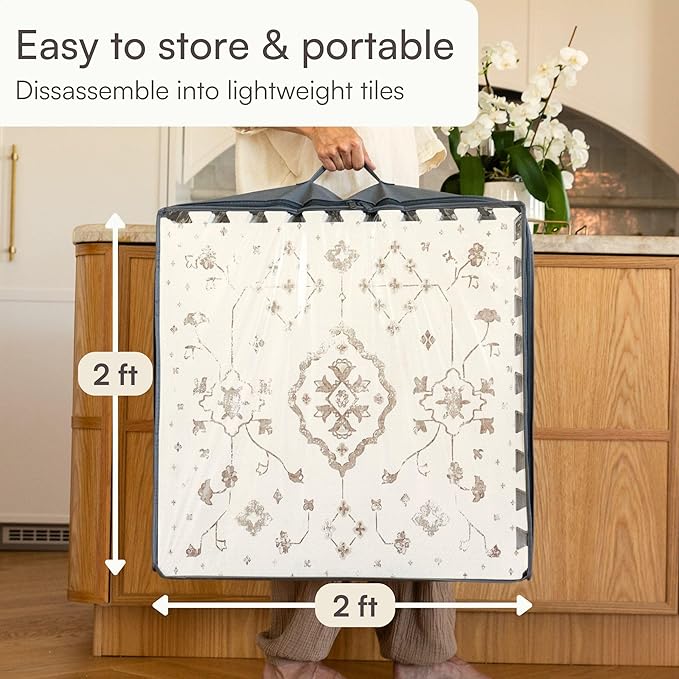 Baby Play Mat for Floor – 6x8ft Vintage Coffee | Soft Non Toxic Premium EVA Foam Tiles for Tummy Time, Crawling & Playroom – Waterproof Floor Mat for Babies & Toddlers Lillefolk (12 Tiles)-CubbioJoy