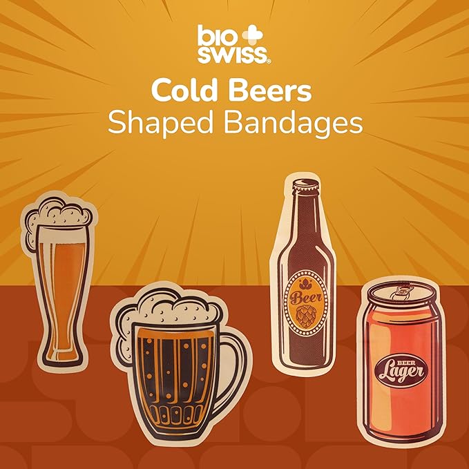 BioSwiss Bandages, Cold Beverage Shaped Self Adhesive Bandage, Latex Free Wound Care, Fun First Aid Kit Supplies for Adults, 24 Count-CubbioJoy