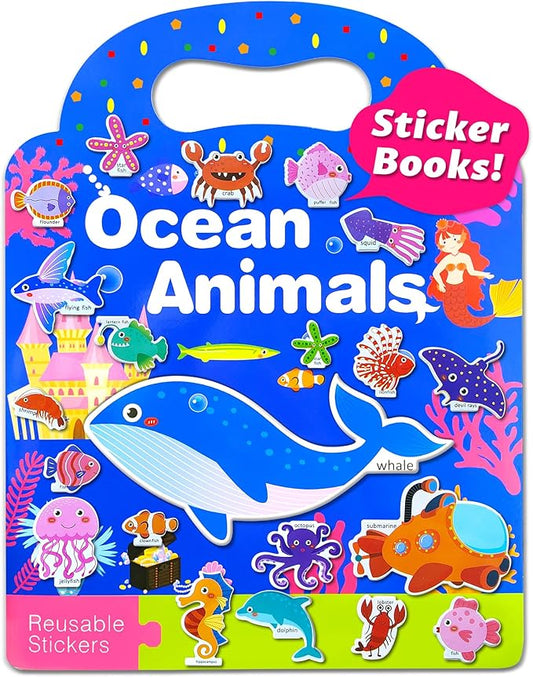 Benresive Reusable Sticker Books for Kids 2-4, Sticker Books for Toddlers 1-3 2-4, Toddler Travel Toys Activities Crafts Gifts - Ocean-CubbioJoy