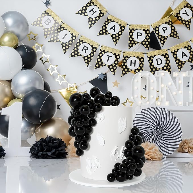 75 Pieces Black Cake Balls Topper Decorations Foam Cupcake Topper Mini Balloon Cake Topper Balls Cake Picks for Cake Deco Birthday Party Wedding-CubbioJoy