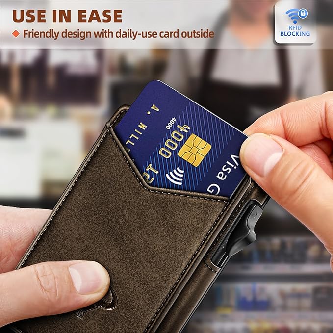 BULLIANT Men Wallet,Money Clip Wallet Slim For Gift Men 9Cards-Metal Credit Card Case in Magnetic Leather Flip-CubbioJoy