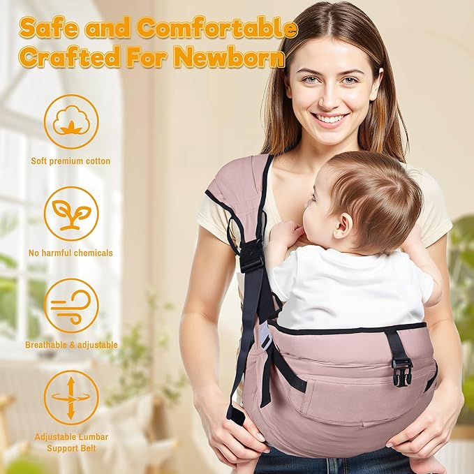 Baby Carrier Newborn to Toddler,Adjustable Baby Sling Carrier,Comfortable and Lightweight Toddler Carrier for 25-60 lbs,Ideal for Shopping Travelling-CubbioJoy