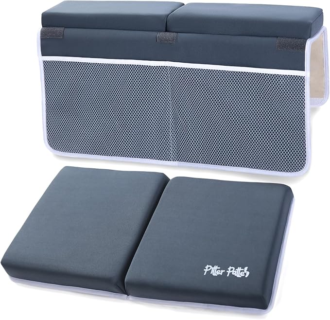 Baby Bath Kneeler and Elbow Rest Pad Set Made of Neoprene & Foam - Non Slip Cushioned Bath Kneeling Pad for Bathing Baby with XL Compartments for Bath Toy Storage for Tub-CubbioJoy