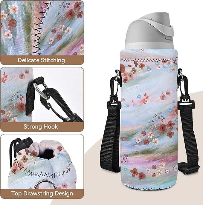 AUPET Water Bottle Sling Bag Carrier Crossbody Sleeve,Insulated Neoprene Bottle Case Holder Pouch Cover 500ML/17oz with Shoulder Strap for Walking Women Men-CubbioJoy