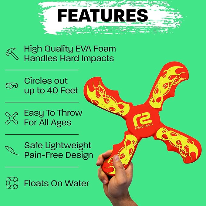 Boomerang for Kids - It Really Does Fly Back - Fun & Easy to Use Toy Gifts for Boys & Girls - Soft Foam Design Allows for Safe Play Perfect Beginner Toy Gift Idea & Kids Boy Birthday Party Activity-CubbioJoy