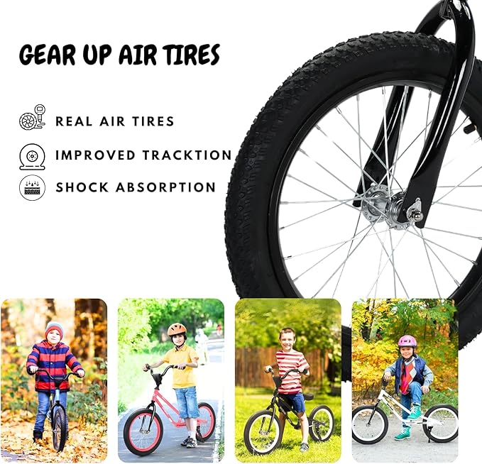16 Inch Kids Balance Bike for 5-8 Year Old, BMX Kids Bike with No Pedals, Air Rubber Tires, Footrests, Adjustable Height for Big Kids, Boys, Girls-CubbioJoy