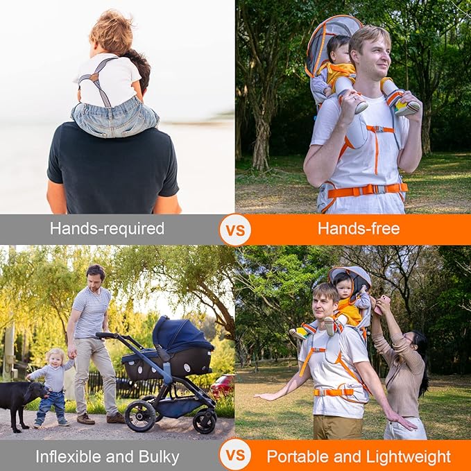 Baby Shoulder Carrier Baby Hiking Backpack Carrier with Rain Cover Sun Shade for Child Safe Backrest and Toddler Ergonomic Seat Holds 40 Pound for Children Between 6 Months-3 Years Old Babies-CubbioJoy