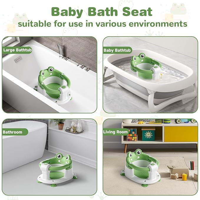 Baby Bath Seat for Babies 6 Months & up Non-Slip Toddler Bath Seats for Sitting Up Infant Bathtub Chair with Suction Cups and Soft Cushion for Baby Shower Tub Seat-CubbioJoy