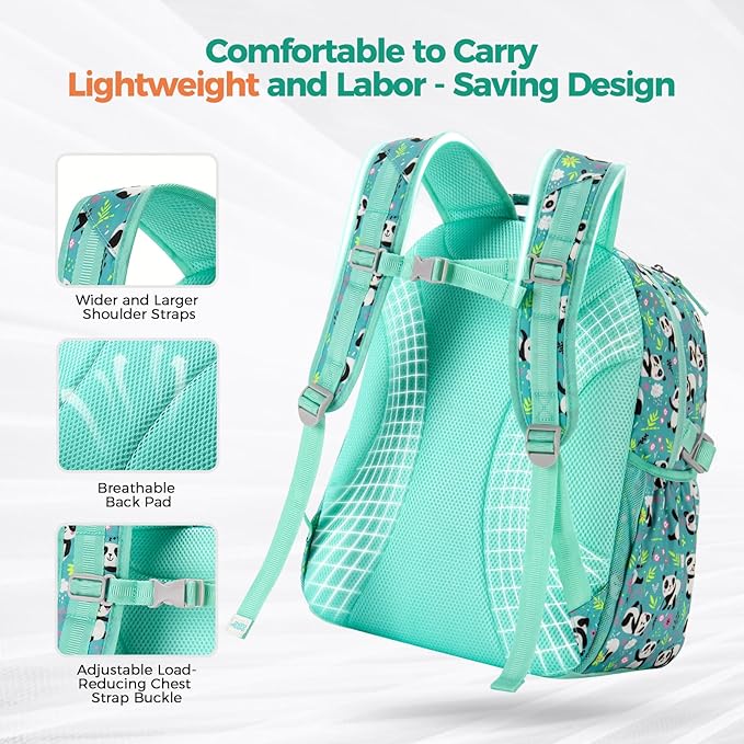 Choco Mocha Rainbow Backpack for Girls, Elementary School Backpack for Girls Ages 6-8 Kids Kindergarten Backpack Bookbag 17 Inch with Chest Strap, Blue-CubbioJoy