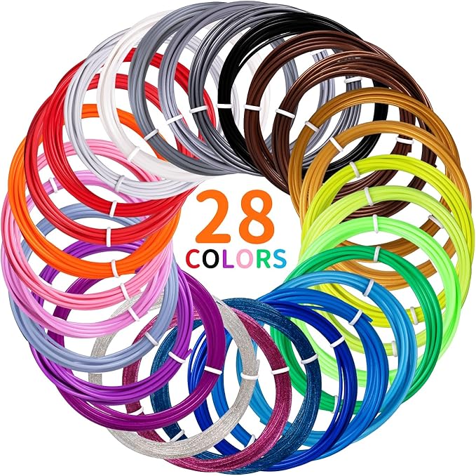28 Colors 3D Pen Filament Refills Compatible with SCRIB3D MYNT3D PIKA3D 3D Pen for KidsPer Color 10 Feet 1.75mm PLA 3D Printing Pen Filament Refills, NOT FIT 3Doodler Start Pen-CubbioJoy