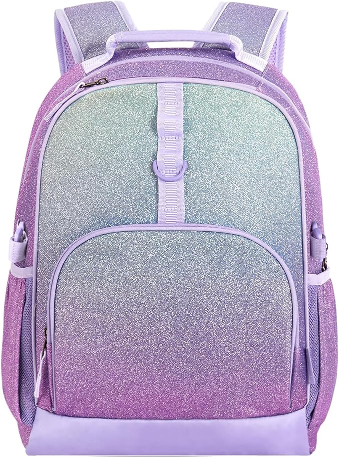 Choco Mocha Backpack for Girls, Elementary School Backpack for Girls Ages 6-8 Kids Kindergarten Backpack Bookbag 17 Inch with Chest Strap, Purple-CubbioJoy