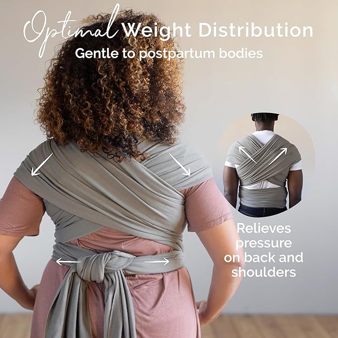 Boba Baby Wrap Carrier – Original Baby Sling Carrier for Newborns (7–35 lbs), Soft, Secure, Hands-Free & Ergonomic, Ideal for Comfortable Bonding, New Parents (Grey)-CubbioJoy