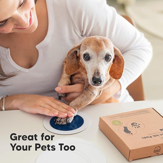 2-Pack Round Inkless Baby Hand and Footprint Kit - Mess Free Ink Pad for Newborn Keepsake, Dog Nose & Paw Print Kit, Clean Touch Ink Pad for Baby Hand & Footprints, Ideal New Mom Gifts (Navy)-CubbioJoy