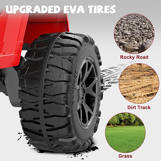 ANPABO 24V 2 Seater Ride On Car for Kids w/EVA Tires, 4X200W Motors, 4 Shock Absorbers, 2.4G Remote Control, Bluetooth Radio, LED Headlights & Searchlights, Electric Car for Kids Ages 3-8,Bright red-CubbioJoy