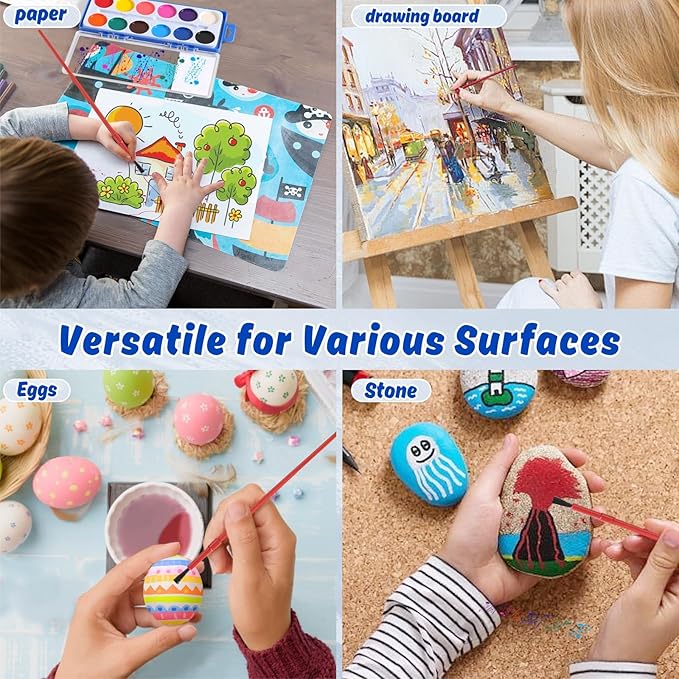 24 Packs Watercolor Paint Set Bulk, 12 Vibrant Colors Washable Watercolors with Brushes for Kids, Art Activities Painting Supplies for School Classroom Home-CubbioJoy