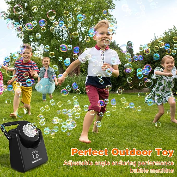 Bubble Machine Automatic Bubble Blower for Kids Batteries Operated Portable Bubble Maker Electric Bubble Machine Adjust Angle by 90° Indoor Outdoor Toy for Birthday Party Wedding (Portable Black)-CubbioJoy