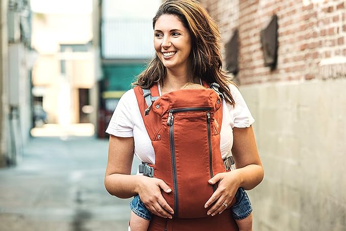 Beco Baby Carrier 8 Hybrid Newborn to Toddler Carrier (7–45 lbs) - All in 1 Breathable Mesh, Ergonomic Baby Backpack - Front & Hip Carrier with Adjustable Seat – Rust-CubbioJoy