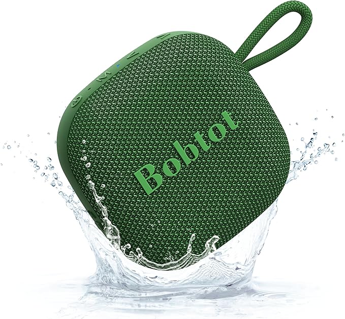 Bobtot Portable Bluetooth Speakers Wireless - IPX7 Waterproof Mini Shower Speaker with 16 Hours Playtime, Loud Stereo Sound, Rich Bass, TWS, Built-in Mic, Small Size for Travel Sport, Green-CubbioJoy