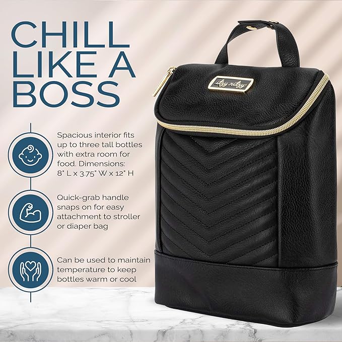 Itzy Ritzy Insulated Bottle Bag – Keeps Bottles Warm or Cool - Holds 3 Bottles and Features Interior Pocket For Ice Pack (Not Included), Jetsetter-CubbioJoy