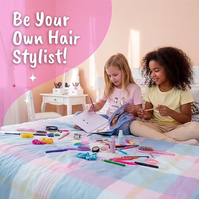 BSCOOL - Drawing, Coloring & Activity Book. Create Hairstyles with Stickers and Guides. Fashion Design Sketchbook for Kids 5 and up. Little Designer Creativity Book - Fashion Design for Kids-CubbioJoy