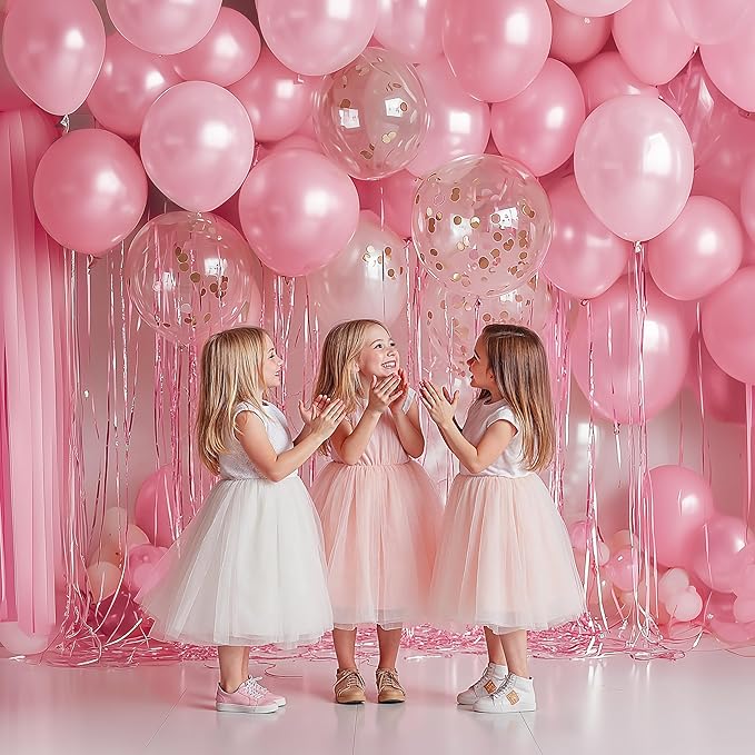 JOYIN 150 Pcs Pastel Pink Balloons, Different Sizes 18 12 10 5 Inch Pastel Pink Latex Balloon Arch Kit with Instruction for Birthday Decoration Party Graduation Wedding Holiday-CubbioJoy