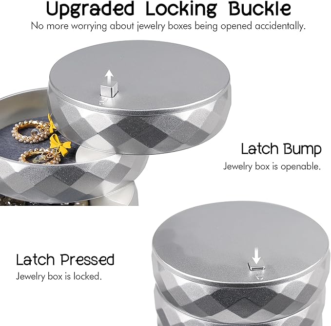 CONBOLA Travel Jewelry Case Box, Small Jewelry Organizer Earring Holder for Women, 5-Layer Rotating Jewelry Storage Tray with Lid for Bracelets Rings Bracelets-CubbioJoy