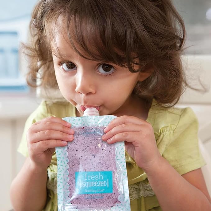 Infantino Reusable Squeeze Pouches for Homemade Baby Food, 3.5 oz, Pack of 25 - BPA, PVC, and Phthalate-Free, Freezer-Safe, with Clear Window and Labeling Space-CubbioJoy