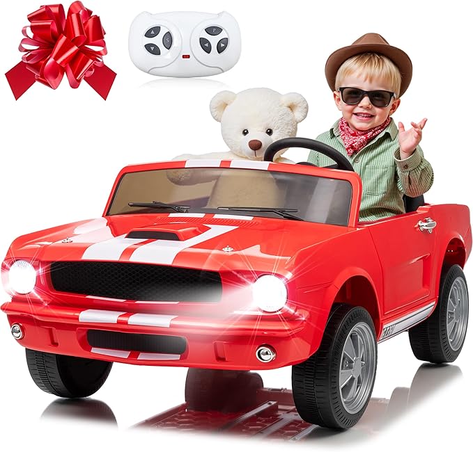 24V 2 Seater Ride on Toys, Licensed Shelby Cobra Kids Power Car Wheeler Ride On Toy w/ 2WD/4WD Switchable, Remote Control, 19" Spacious Seat, 4 Spring Suspension, Music, Bluetooth-CubbioJoy