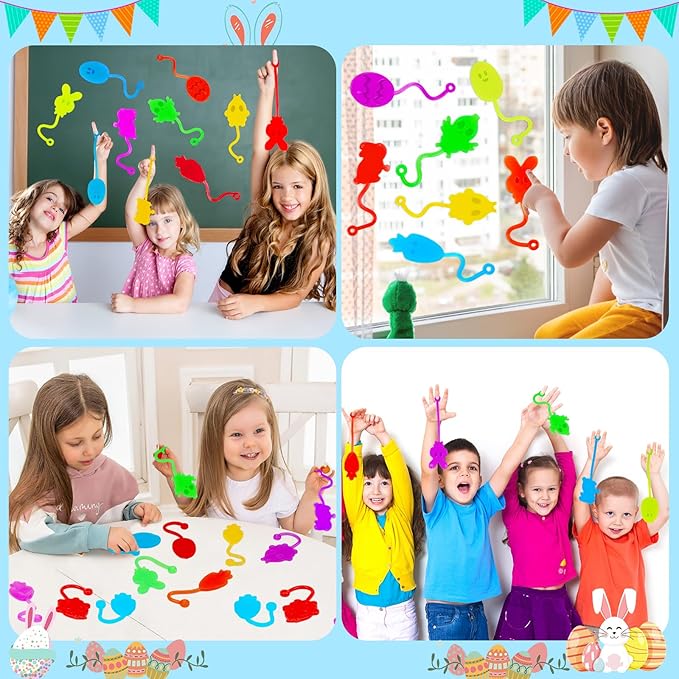40 Pcs Easter Sticky Hands for Kids, Plastic Easter Eggs Fillers Basket Stuffers for Toddler Boys Girls Easter Eggs Hunt Games Party Favors Supplies Classroom Prizes Goodie Bag Fidget Sensory Toy Bulk-CubbioJoy