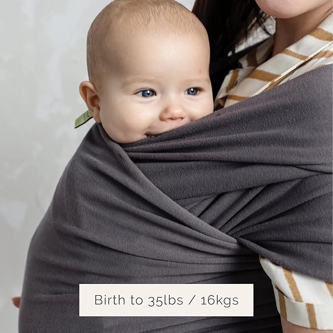 Boba Baby Wrap Carrier – Original Baby Sling Carrier for Newborns (7–35 lbs), Soft, Secure, Hands-Free & Ergonomic, Ideal for Comfortable Bonding, New Parents (Organic Dark Grey)-CubbioJoy