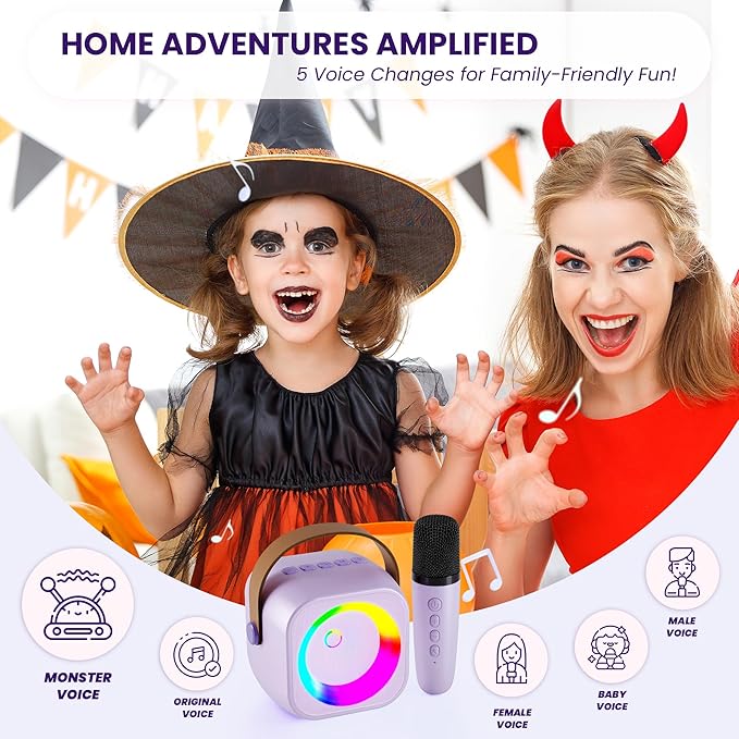 Karaoke Machine for Kids Toys for 4-12+ Year Old, Mini Portable Bluetooth Speaker with 2 Wireless Microphones, Birthday Party for Girls Boys-CubbioJoy