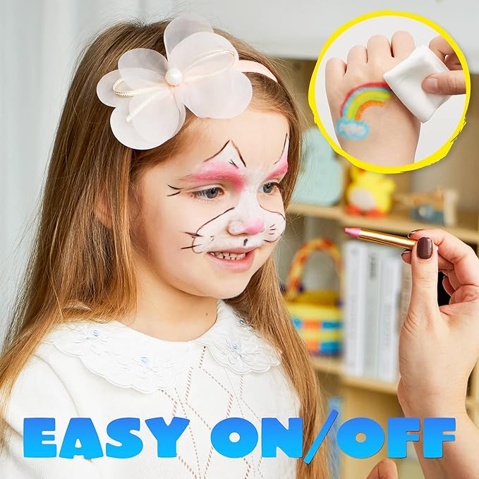 JOYIN 24 Colors Face Paint Safe & Non-Toxic Face and Body Crayons (Large Size 3 inch) Ultimate Party Pack Including 6 Metallic Colors for Birthday Toy Makeup Party Suppiles, Gifts for Kids Girls Boys-CubbioJoy