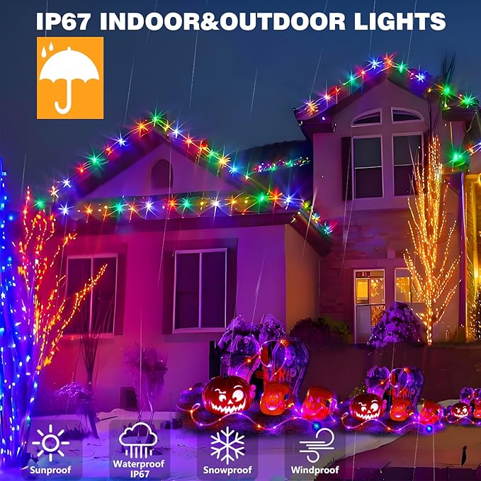 66FT Rope Lights for Outside,Connectable String Lights Outdoor Waterproof IP67,8 Modes 200 LEDs Rope Lighting for Garden,Party,Indoor Bedroom,Christmas Eaves Decor,Multicolors-CubbioJoy