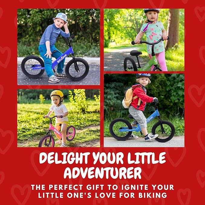 14 Inch Balance Bike for Kids 3-7 Year Old, Kids Bike with No Pedals, Air Rubber Tires, Adjustable Height, Pedalless Kids Bicycle for Boys, Girls-CubbioJoy