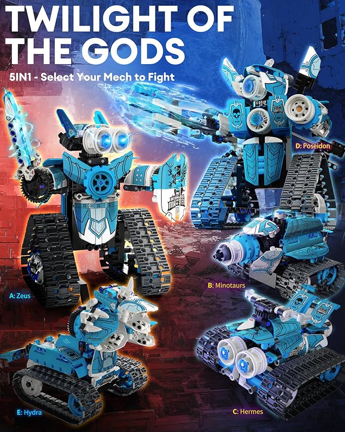 5 in 1 STEM RC Robot Building Kit, 398PCS APP & Remote Control Blocks DIY Engineering Robotics, Erector Science Set for Kids Age 6 7 8 9 10 11 12+, Educational Learn Toys Gift for Boys & Girls-CubbioJoy