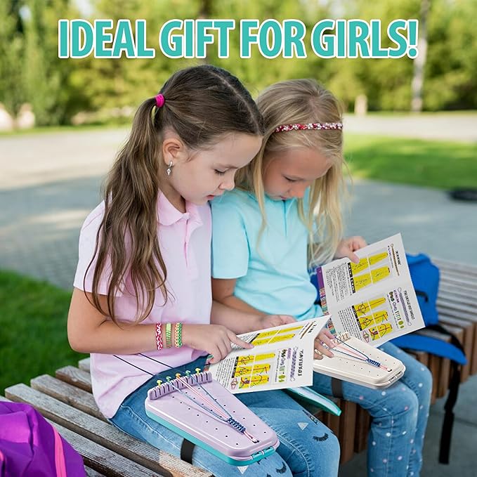 Chilpals Friendship Bracelet Making Kit for Girls,Arts and Crafts for Kids Ages 8-12,Birthday Gifts Ideas for Girl 7 8 9 10 11 Year Old - 2 in 1 Bracelets String Maker Toys Set (Purple)-CubbioJoy