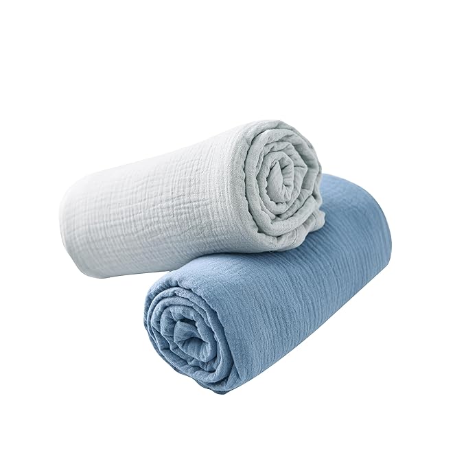 2-Pack Nursing Covers for Breastfeeding, 100% Organic Cotton Muslin Breastfeeding Cover, Multi-Use Nursing Scarf, Car Seat Canopy, Stroller Cover, Soft Breathable Baby Blanket Grey-CubbioJoy