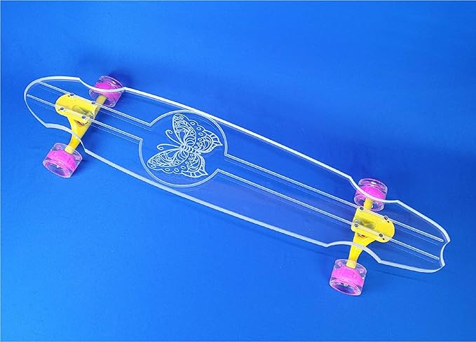 Clear Longboard Skateboard - Transparent Acrylic Long Boards with Light-Up LED Wheels for Smooth Rides - Ride The Streets in Style with Longboard Built for Beginners & Pros Alike-CubbioJoy