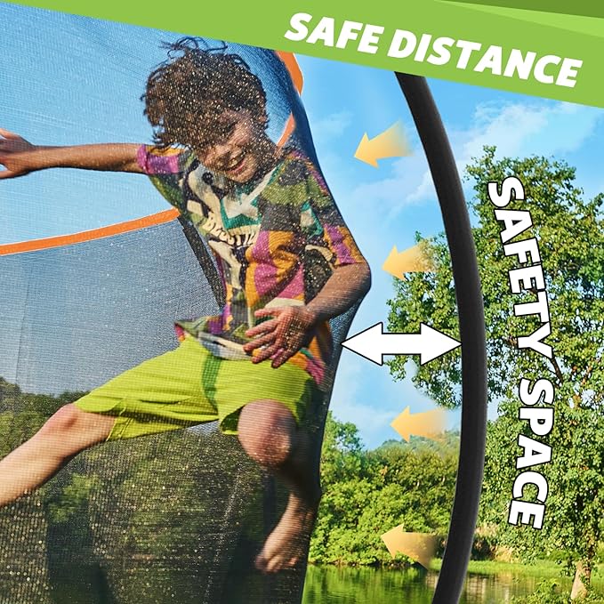 14FT 12FT 10FT 16FT Trampoline with Safety Enclosure, Anti-Rust Coating – ASTM Certified, Heavy-Duty Outdoor Trampoline with Ladder – for Kids & Adults-CubbioJoy
