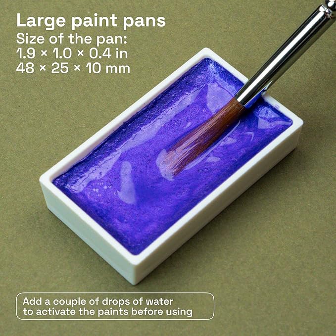 ARTISTRO Professional Metallic Watercolor Paint Set for Adults - 24 Pigment-Rich Colors, XL Pans, ASTM-I Lightfastness, High Tinting Strength Watercolor Set for Professionals made by professionals-CubbioJoy