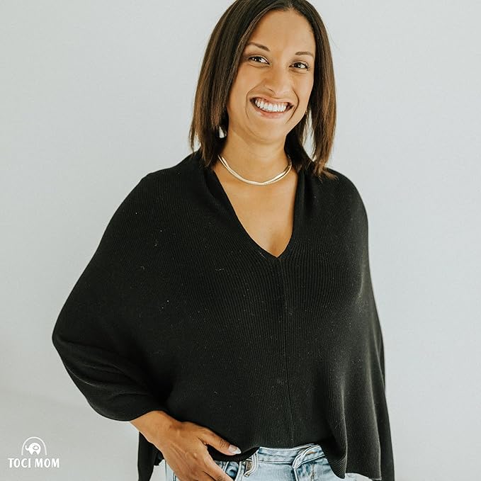 Breathable Nursing Cover Poncho – Stylish Multi-Use Breastfeeding Scarf, Car Seat Cover & Baby Blanket for Modern Moms-CubbioJoy